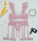 Sexy Lingerie Set with Heavy Embroidery and Sheer Mesh Underwire Bra - Image 7