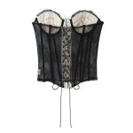 Lace Splicing Fitted Waistband Top with Strap Tube Top - Image 4