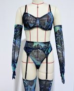 Cross-border  Sexy Underwear Five-piece Set with Gloves, Stockings, Tie-dye Design, Colorful Design, Erotic Underwear Set - Image 13