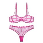 Sexy Underwear Ultra-thin Transparent Half Cup Embroidered Lace Bra Large Chest Minimizer Plus Size Lingerie Set - Image 9