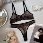 Sexy Lingerie Set -  Leopard Print Erotic French Bra Ultra-thin Mesh Underwear - Image 6