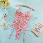 Style Pink Sequin Heavy Work Gathered Hip-Lifting Waist-Cinching Body Shaping Butterfly Tie Sexy Jumpsuit for Women - Image 6