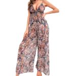 Sexy Mesh Transparent Floral Strap Long Dress Nightgown Erotic Set - Image 5
