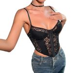 Cross-border Lace Sequin Unique Design Sense Simple Style Spicy Girl Hollow-out Transparent Small Camisole - Image 5