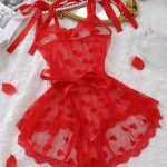Sexy Mesh Transparent Heart-Shaped Lace-Up One-Piece Lingerie Set - Image 3