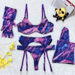 Cross-border  Sexy Underwear Five-piece Set with Gloves, Stockings, Tie-dye Design, Colorful Design, Erotic Underwear Set - Image 6