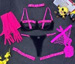 Women's Fashion Two-color Splicing Strap Complex Craft Underwear Sexy Lingerie Set Wholesale - Image 6