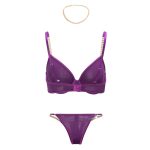 Cross-border Ultra-thin Mesh Sexy Gathered Bra Set Metal Chain Fashion Temptation Underwear Thong - Image 5