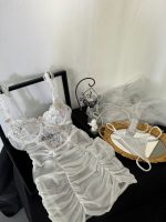 Dnika Sexy Strapless Dress with Floral Lace Splicing and Thong Set - Image 5