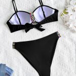 Bikini Set with Woven Straps and Rigid Cups, Backless Sexy Two-Piece Swimsuit - Image 4