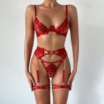 Elegant Flame Metal High-End Temptation Slimming Lingerie Four-Piece Set - Image 3