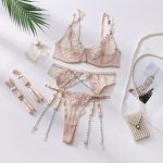 Dnika Lingerie Erotic Underwear  Metal Chain Embroidery Underwear Four-Piece Set Export - Image 8