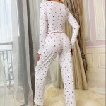 Style Printed Heart V-Neck Long Sleeve Pajama Set for Women with Long Pants, Can Be Worn Outdoors - Image 3