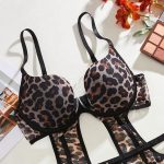 Sexy Leopard Print Jumpsuit Erotic Lingerie Set with Metal Chain Anklets and Stockings for Role Play - Image 2