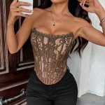 Elegant Pure Temptation Floral Lace Fitted Boned Backless High-End Sexy Wrap Top - Image 7