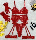 Lace Hollow Comfortable Sheer Sexy Lingerie Underwear Garter Belt Separated Five-Piece Set - Image 7