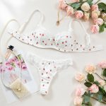 Printed Lace Bra Set with Steel Ring Gathering Bowknot Erotic Underwear - Image 6