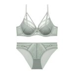 Sexy Lace Underwear Thin Soft Steel Ring Bra Anti-Sagging Large Chest Minimizer Gathering Bra Set