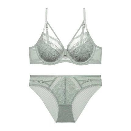 Sexy Lace Underwear Thin Soft Steel Ring Bra Anti-Sagging Large Chest Minimizer Gathering Bra Set
