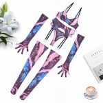 Tie-Dye Colorful Small Bust Gathering Mesh Sexy Lingerie Five-Piece Set for Women - Image 7