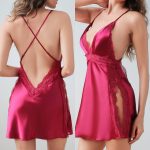 Sexy Lace Splicing Side Slit Backless Women's Strap Dress - Image 2