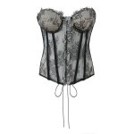 Lace Splicing Fitted Waistband Top with Strap Tube Top