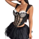 Sweet Polka Dot Mesh Pleated Backless Top Versatile Fitted Elastic Strapless Top - Image 5